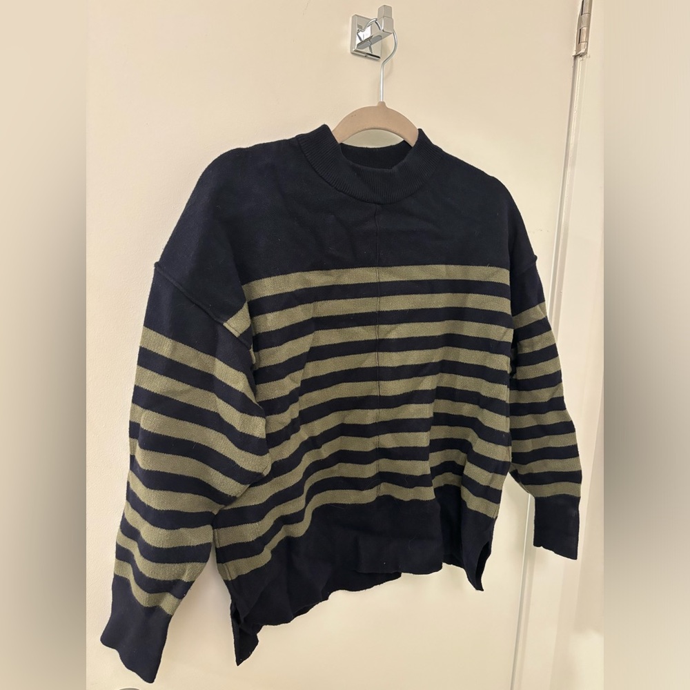 Zara striped sweater navy and khaki (small)